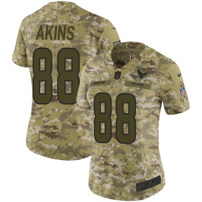 Nike Houston Texans #88 Jordan Akins Camo Women's Stitched NFL Limited 2018 Salute To Service Jersey